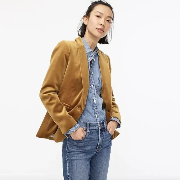 NWT! J.Crew Women's (J8978) Parke Blazer in Velvet (Golden Brandy Gold) - Picture 3 of 7